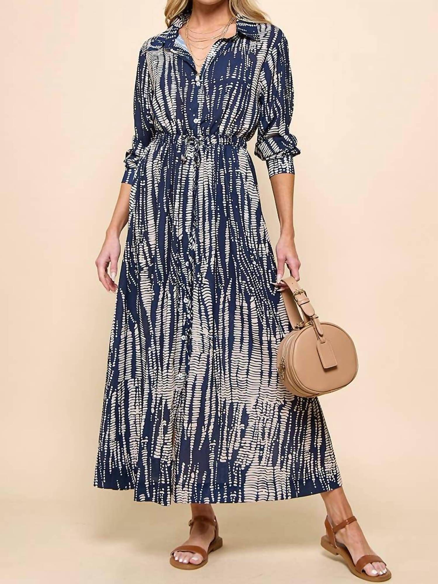 TIE DYE MAXI DRESS IN NAVY/TAUPE, , alternate image number 9