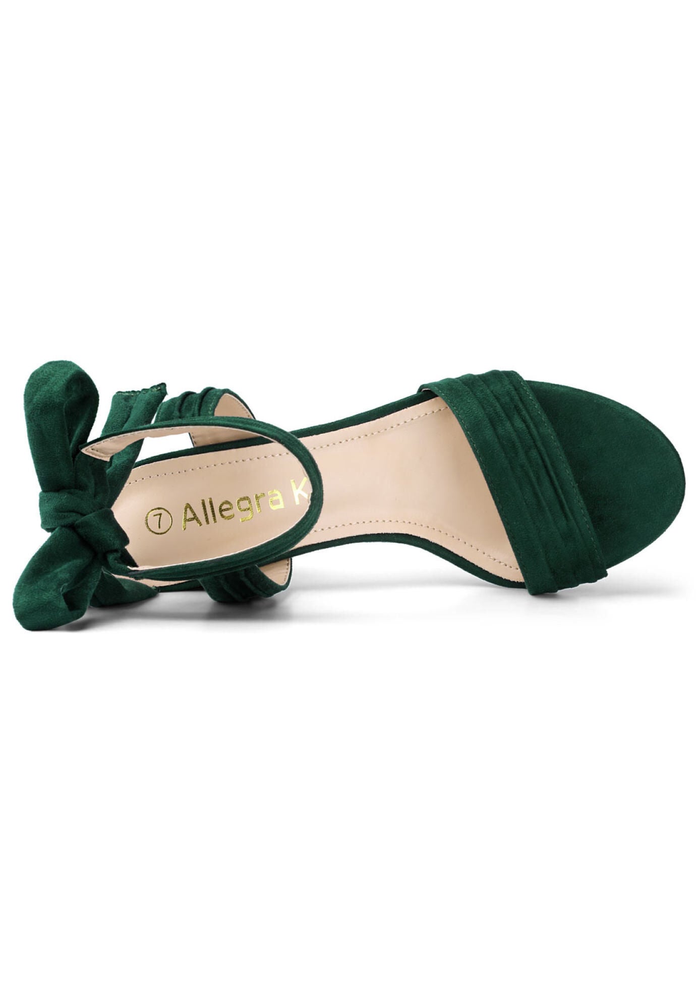 Open Toe Ankle Tie Back Block Heels Sandals, Green / Forest Green, alternate image number 3