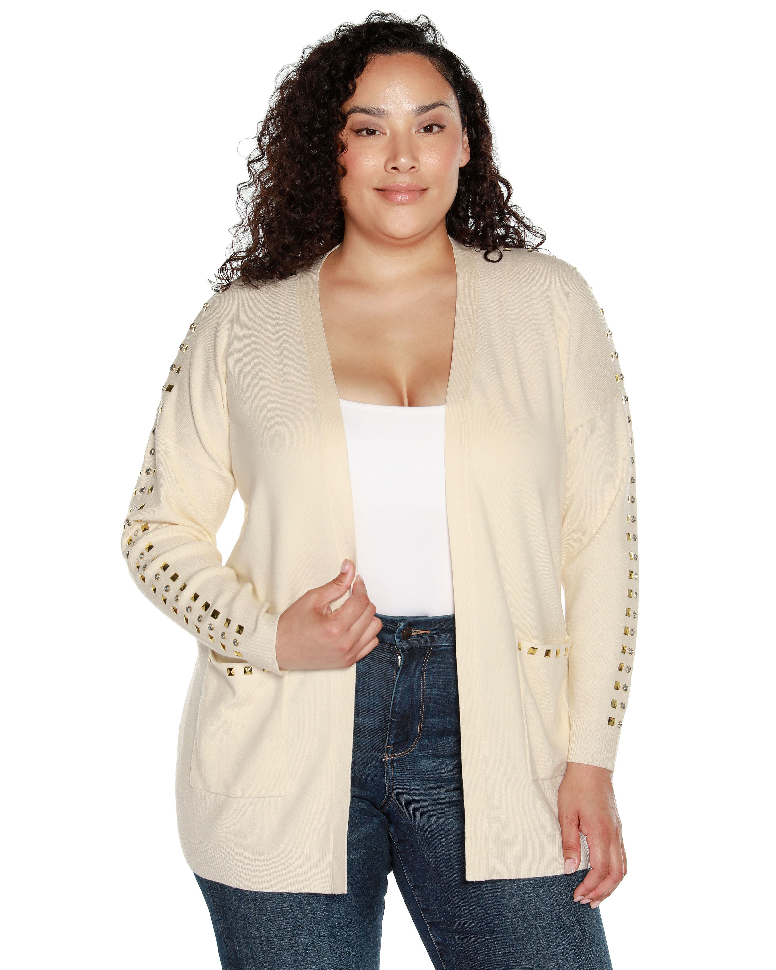 EMBELLISHED OPEN-FRONT CARDIGAN, Ecru / Ivory, hi-res image number 0