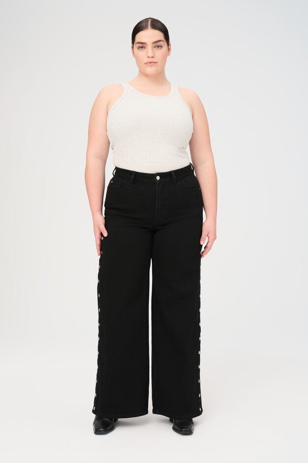 NCE PLUS - WIDE LEG JEANS | SNAP OUT OF IT, SNAP OUT OF IT / Black, hi-res image number 0