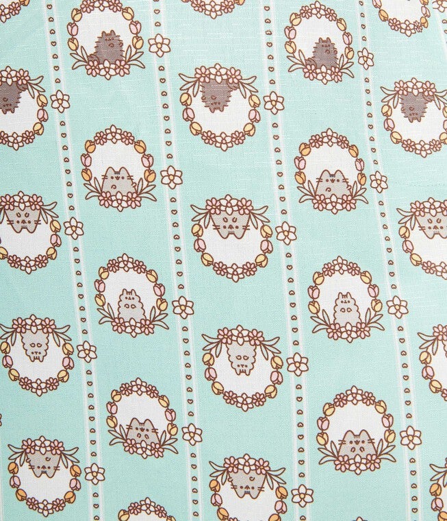 Pusheen x Unique Vintage Teal Pusheen Floral Frame Print Halter Swing Dress, Teal Pusheen Floral Frame Print / Teal, alternate image number 2