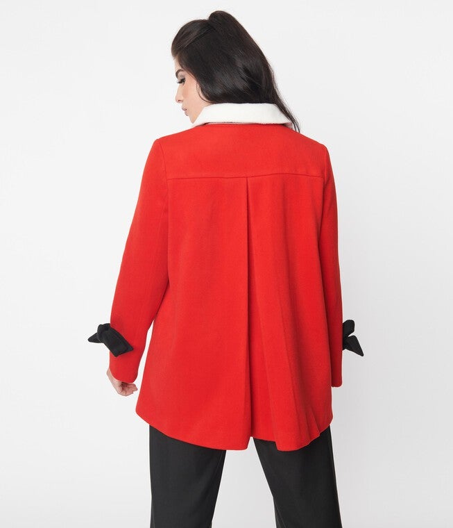 Smak Parlour Red & Black Bows Topper Coat, , alternate image number null