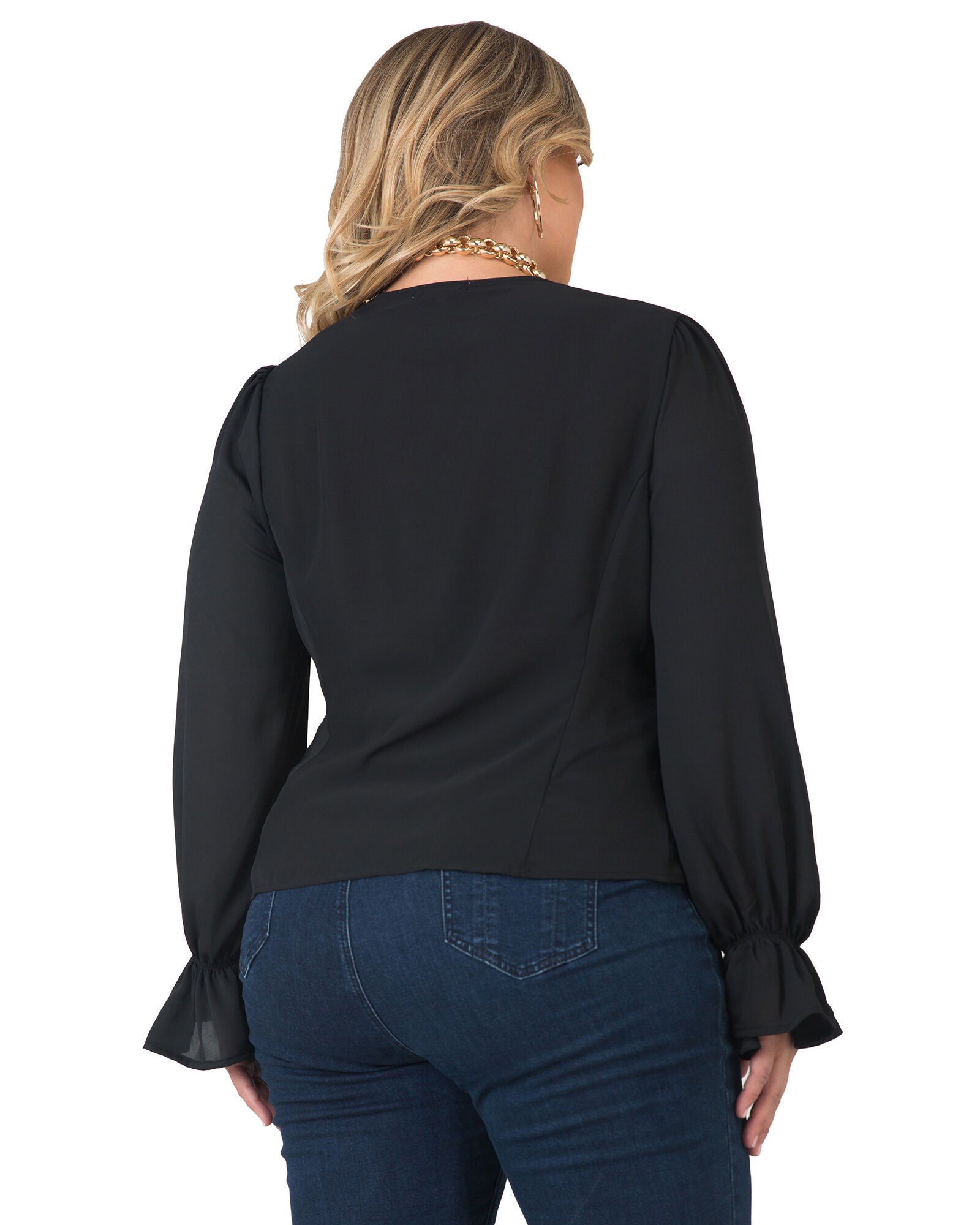 Plus Size Vera Tie Front Flute Sleeve Blouse, , alternate image number 5