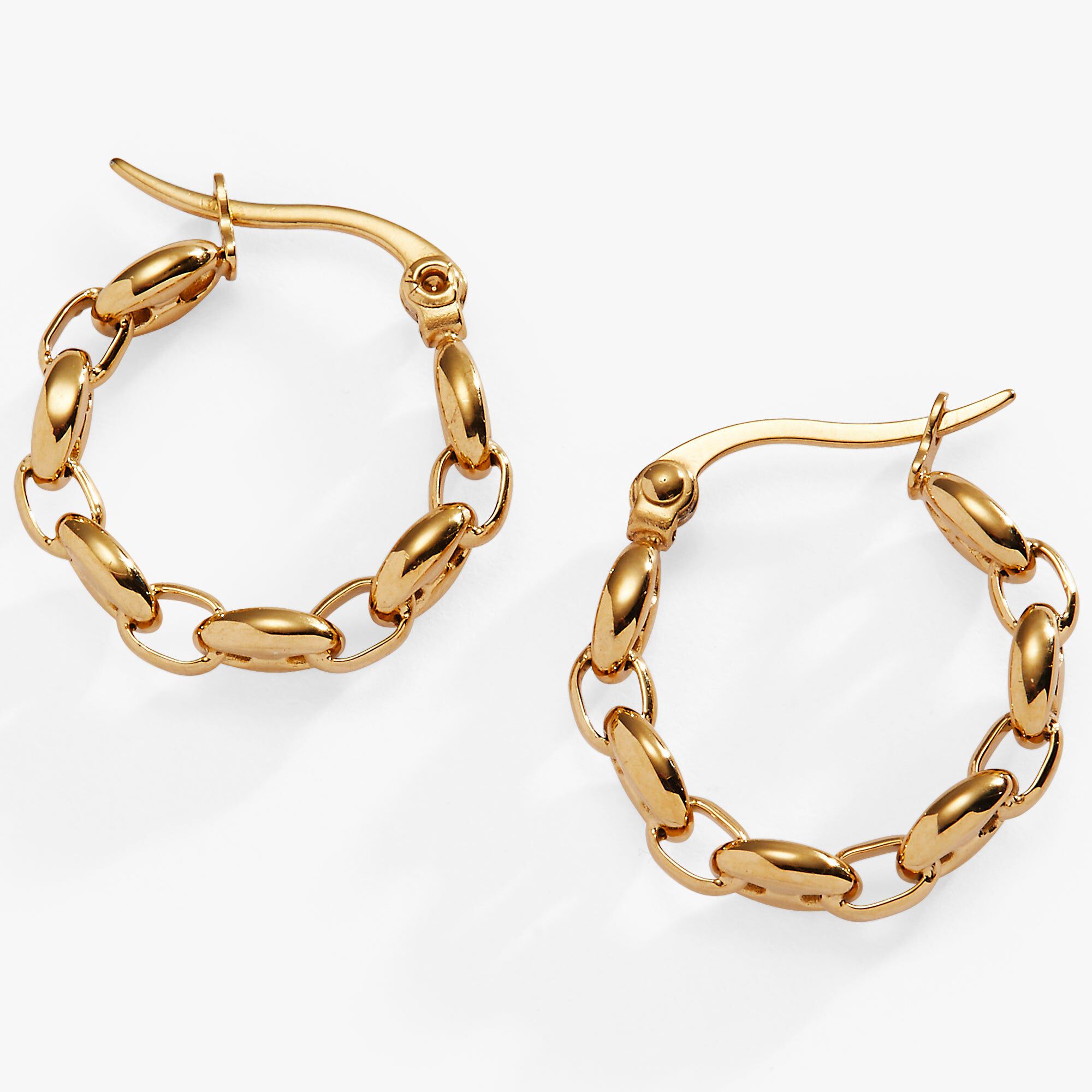 Frozen Mariner Chain Hoop Earrings, Gold / Gold, hi-res image number 0