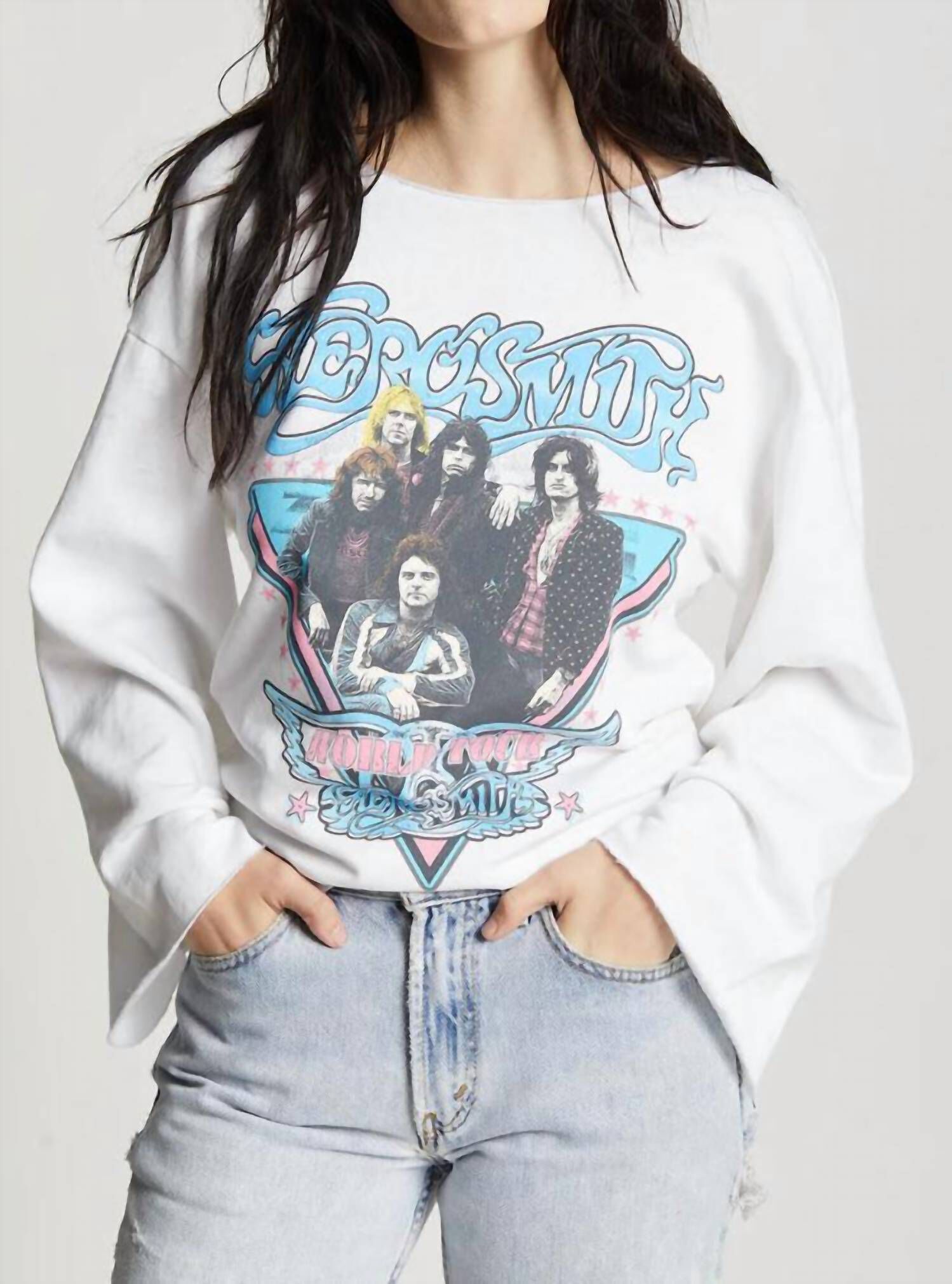 AEROSMITH WORLD TOUR BELL SLEEVE TOP IN WHITE, White / White, hi-res image number 0