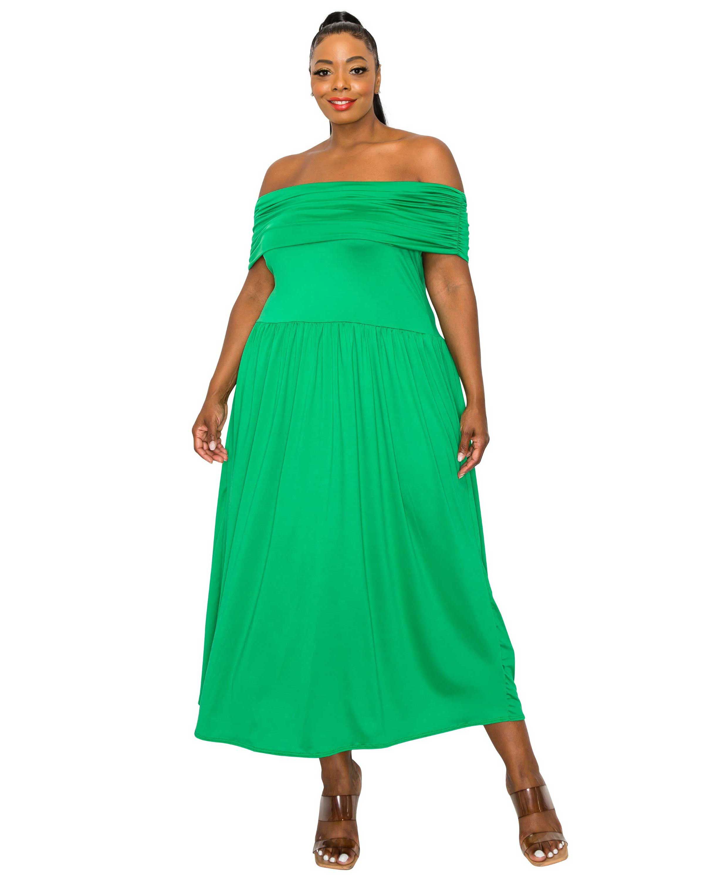 HAYEK OFF SHOULDER MAXI DRESS, K Green / Kelly Green, hi-res image number 0