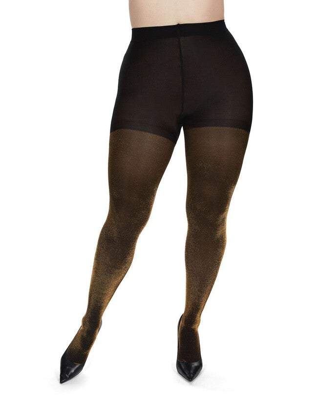 Liquid Metal Opaque Tights, BlackGold / Gold, alternate image number null