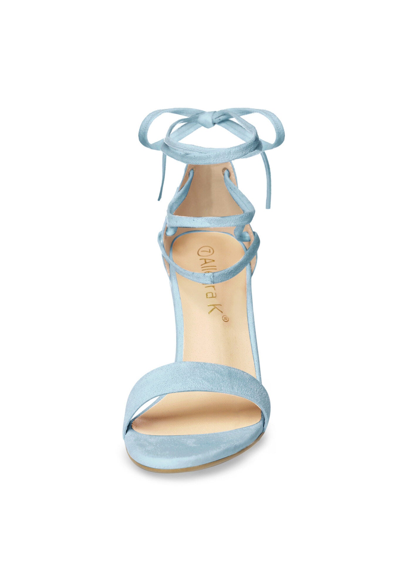 Strappy Heels Lace Up Chunky High Heels Sandal, Sky Blue / Light Blue, alternate image number 1