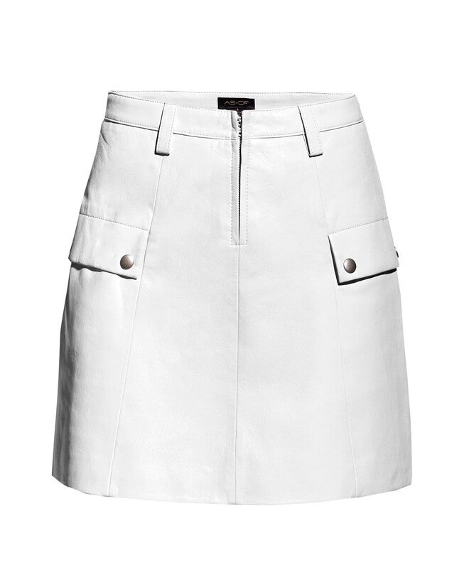 Jameson Recycled Leather Skirt, White / White, hi-res image number 0