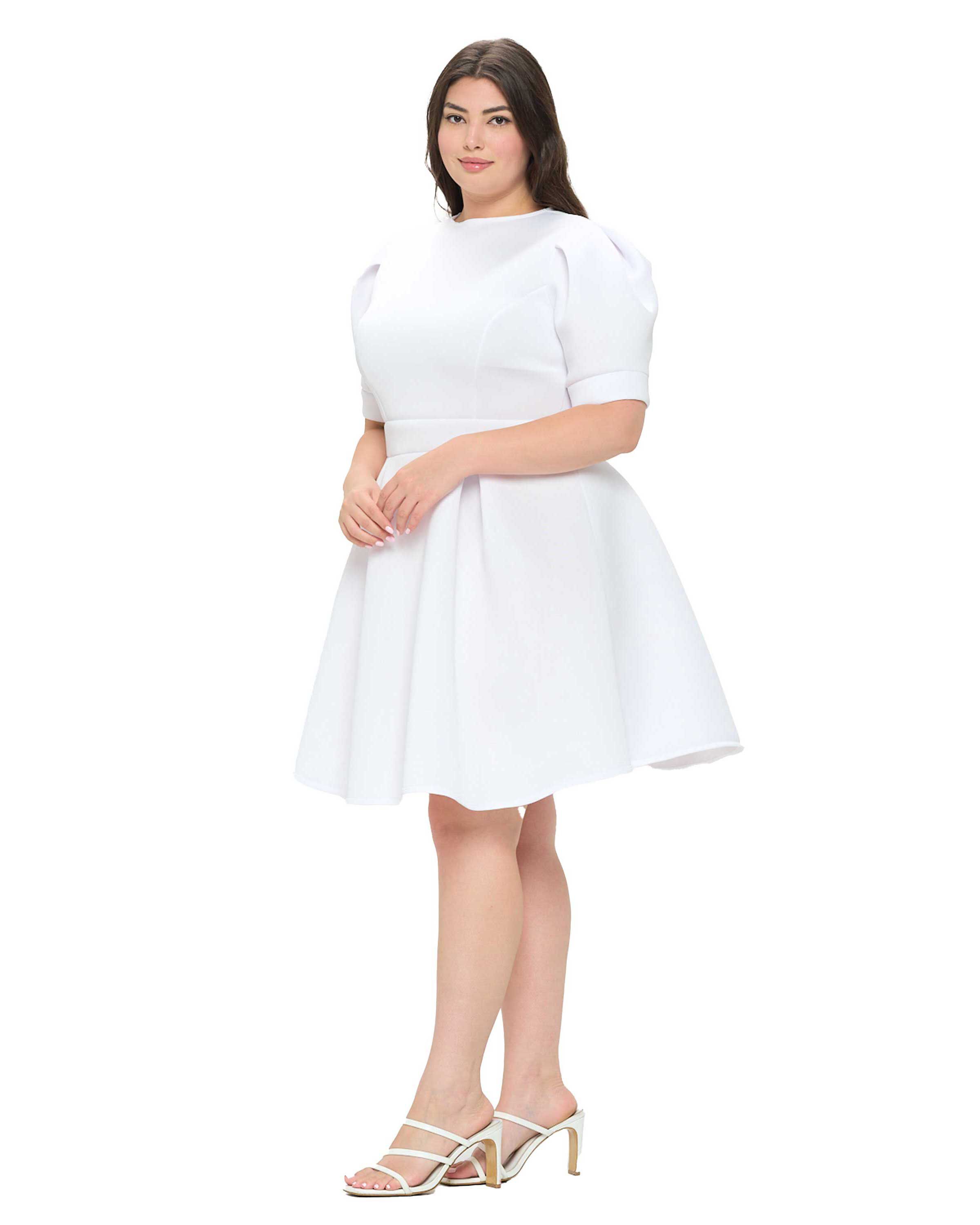 LINDSEY FLARE DRESS, White / Ivory, alternate image number 1