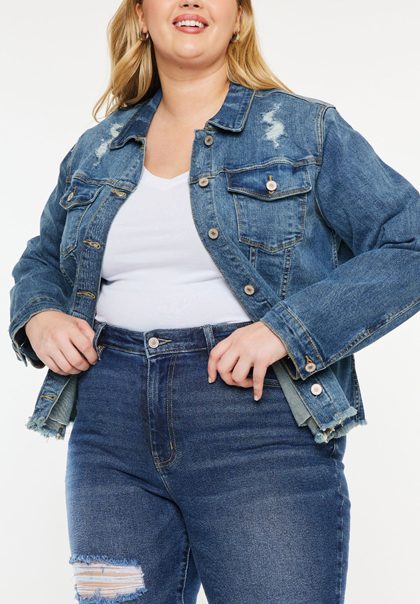 Loren Denim Jacket (Plus Size), Dark Wash / Dark Wash, hi-res image number 0