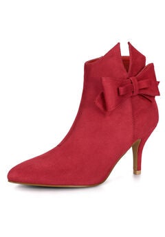 BOW DECOR STILETTO HEEL ANKLE BOOTS