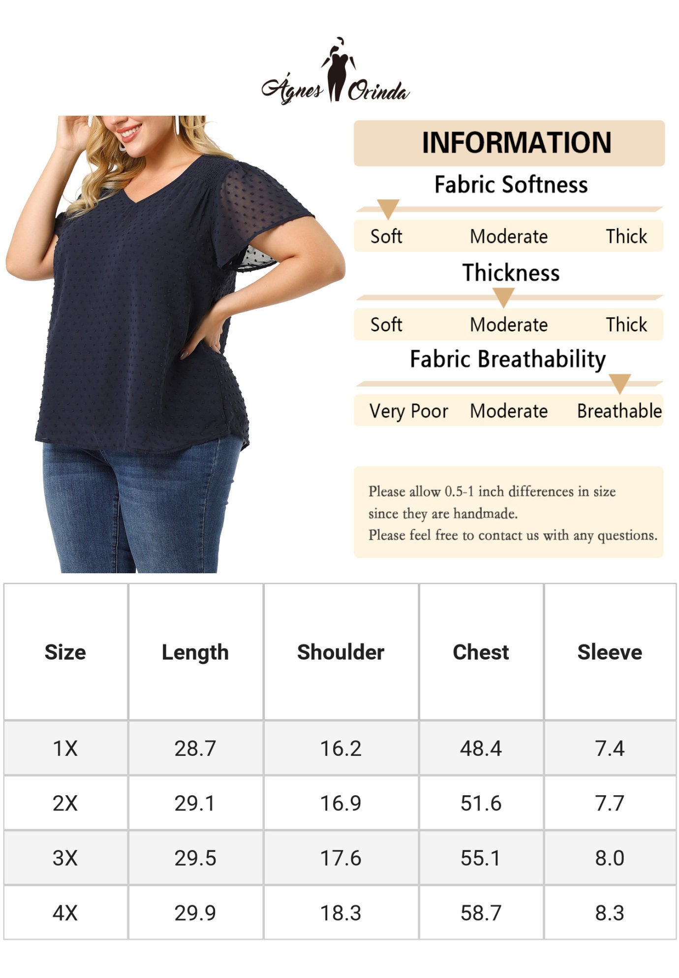 Pin Dots Smocked Flare Sleeve Blouses Tee Top, Royal Blue / Royal Blue, alternate image number 4