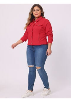 WASHED FRONT FRAYED DENIM JACKET