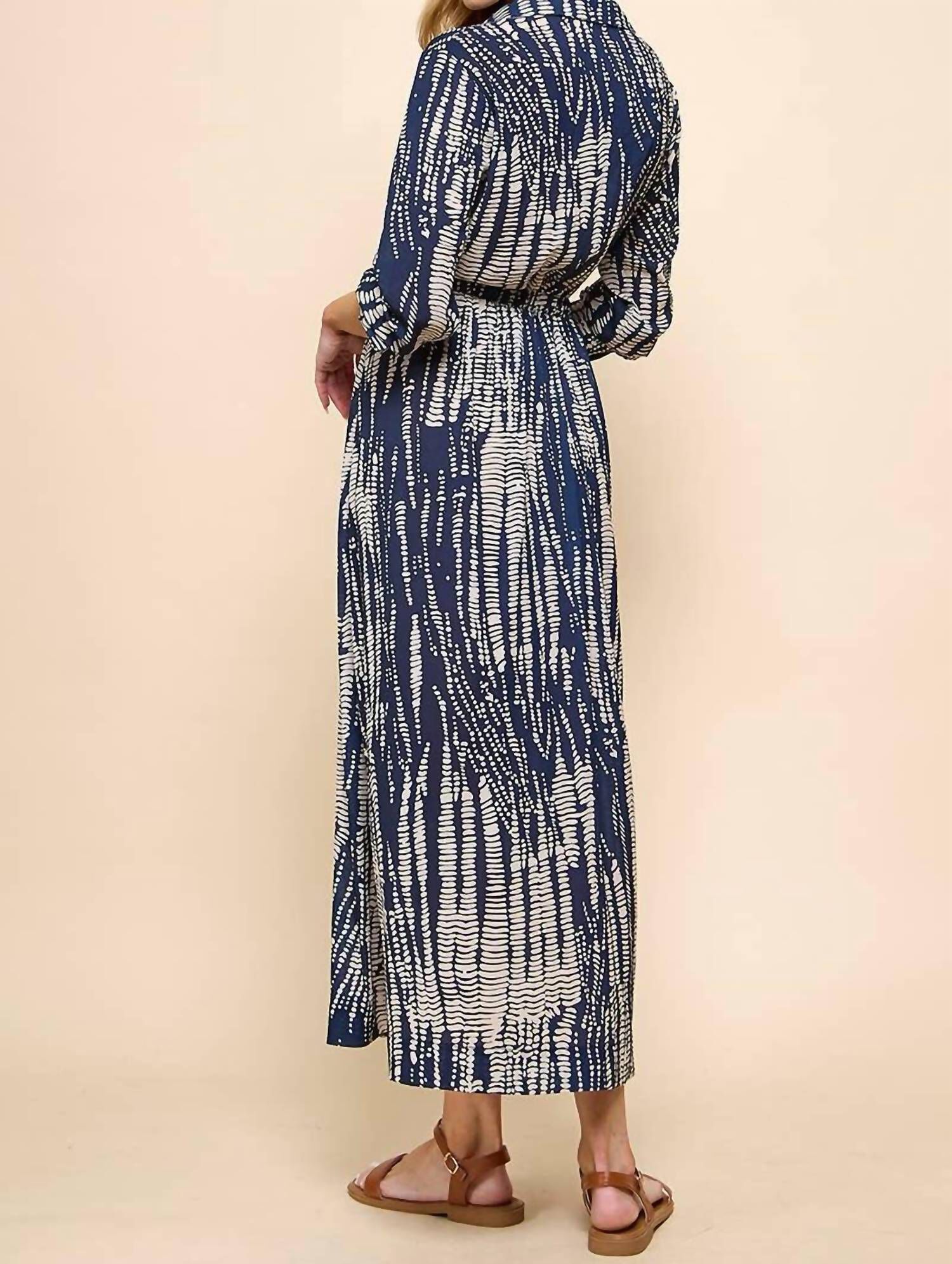 TIE DYE MAXI DRESS IN NAVY/TAUPE, , alternate image number 5