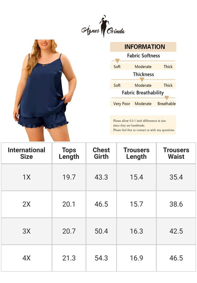 SATIN CAMI V NECK WITH SHORTS SET SLEEPWEAR, Blue / Navy, alternate image number 4