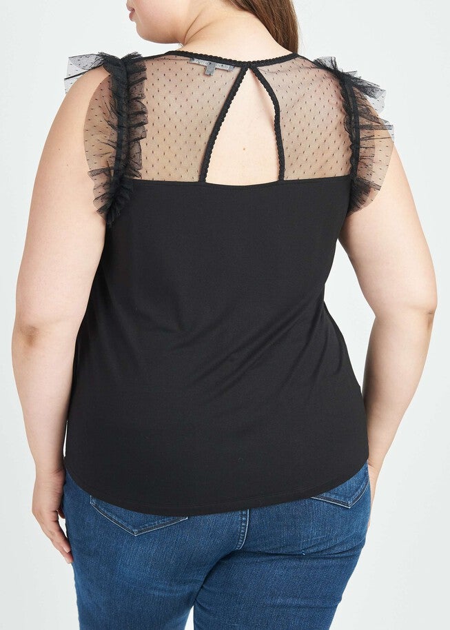 Anais Ruffle Lace Black Top, BLACK / Black, alternate image number null