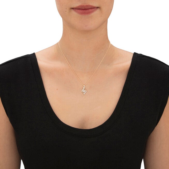 Diamond Accent Gold-Plated Cluster Bypass Pendant Necklace 18 inches - 20 inches, White / White, alternate image number null