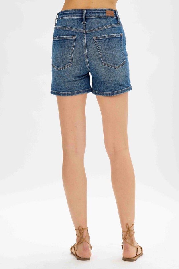 High Waist Seaming Detail Shorts (Plus) In Blue, , alternate image number null