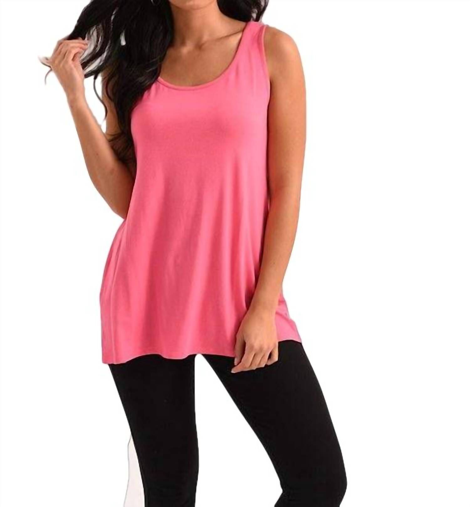 FRENCH KYSS LONG TANK TOP IN FUCHSIA, Fuchsia / Pink, hi-res image number 0