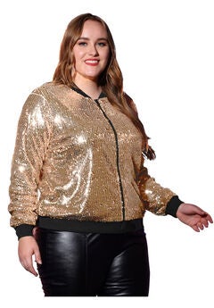 Plus Size Gold Sequin Jacket