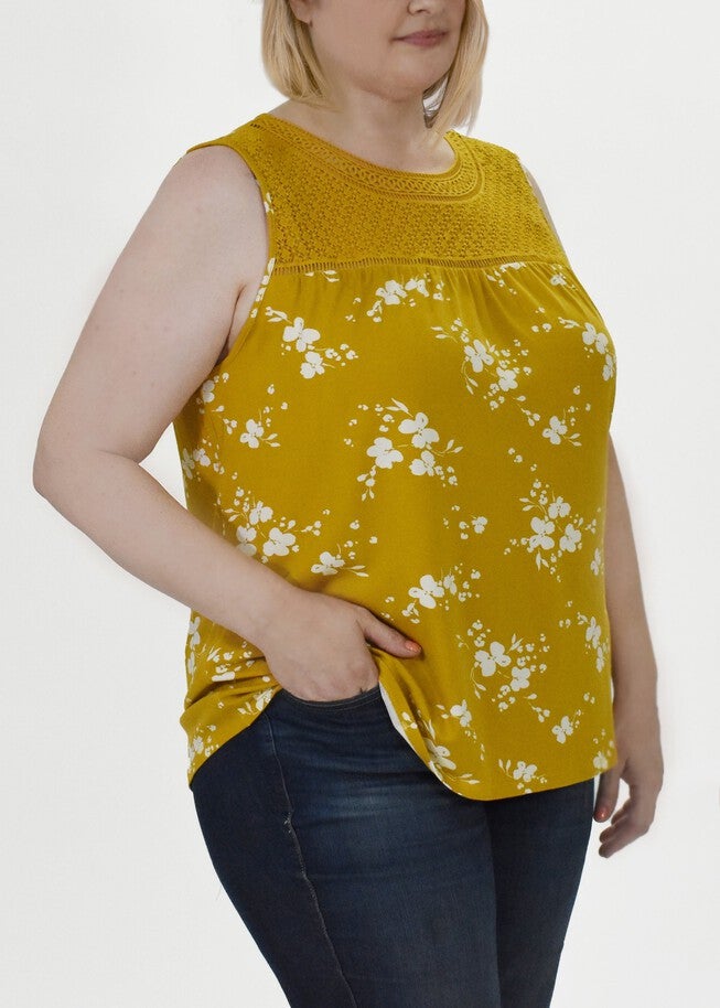 Romina Lace Yoke Tank Top, , alternate image number null