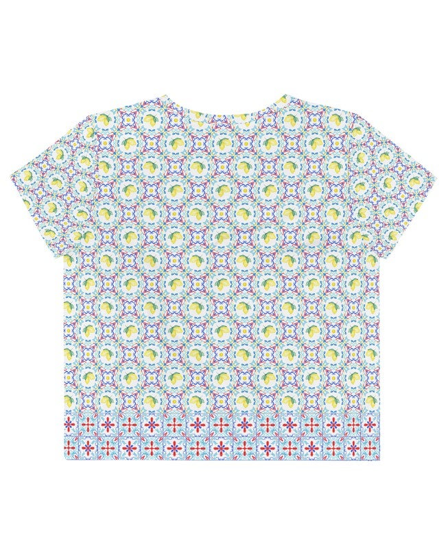 Capri Citrus Mosaic Crop Top, Multi / Light Blue, alternate image number 3