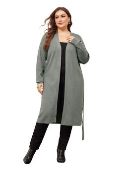 KNIT SWEATER BELTED OVERWEAR LONG CARDIGAN