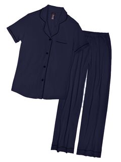 Shortsleeve Top & Pant Pajama Set, NavyNavy / Navy, hi-res image number 0