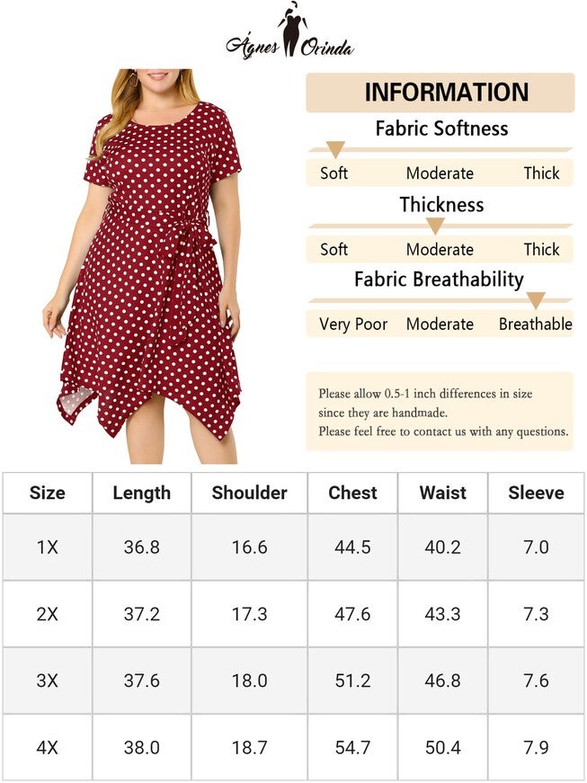 Printed Retro High Low Short Sleeves Dress, Wine Red / Red, alternate image number 4