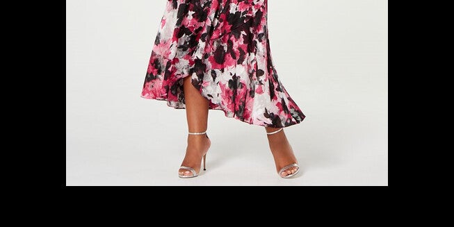 Alex Evenings Women's Plus Printed High Low Dress Pink Size 14W, , alternate image number null