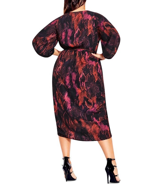 City Chic Women's Trendy Plus Size Garnet Slither Dress Red Size Petite Small, , alternate image number 4