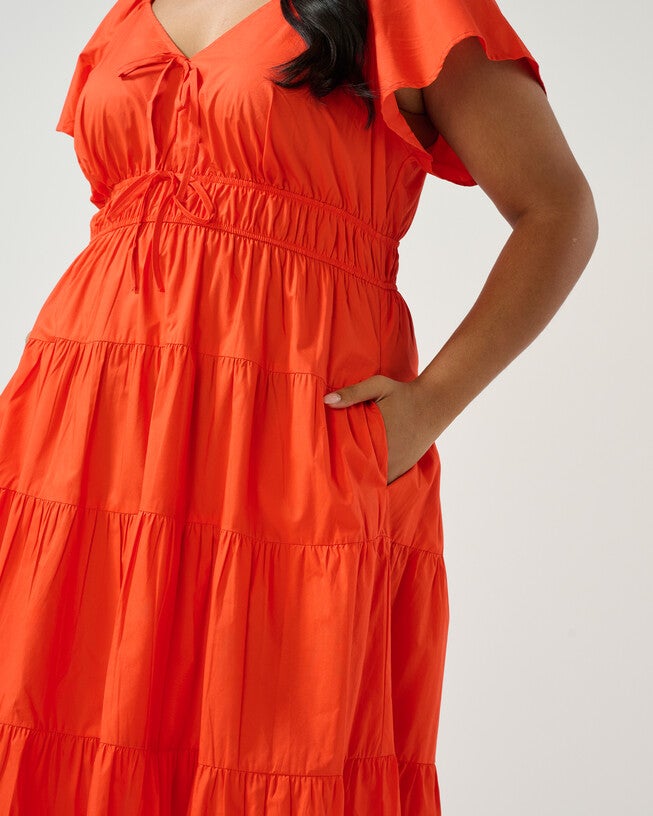 ANA MIDI DRESS, Tangerine / Orange, alternate image number null