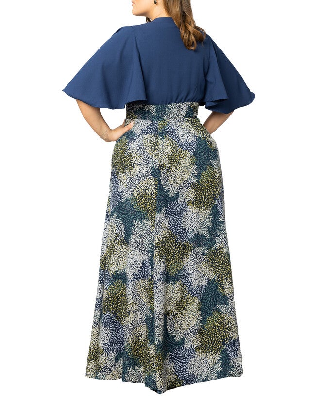 Avisa A-Line Evening Gown, BLUE IMPRESSIONIST PRINT / Cornflower Blue, alternate image number 3