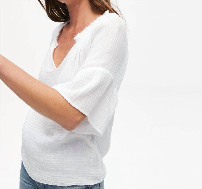SAVANNAH GAUZE TOP IN WHITE, White / White, alternate image number null