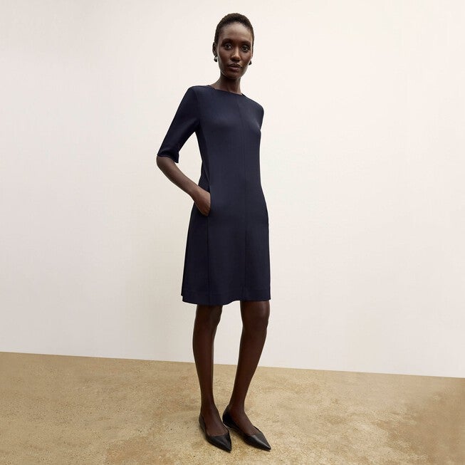 Emily Dress - Recycled WonderTex, Dark Navy / Navy, hi-res image number 0