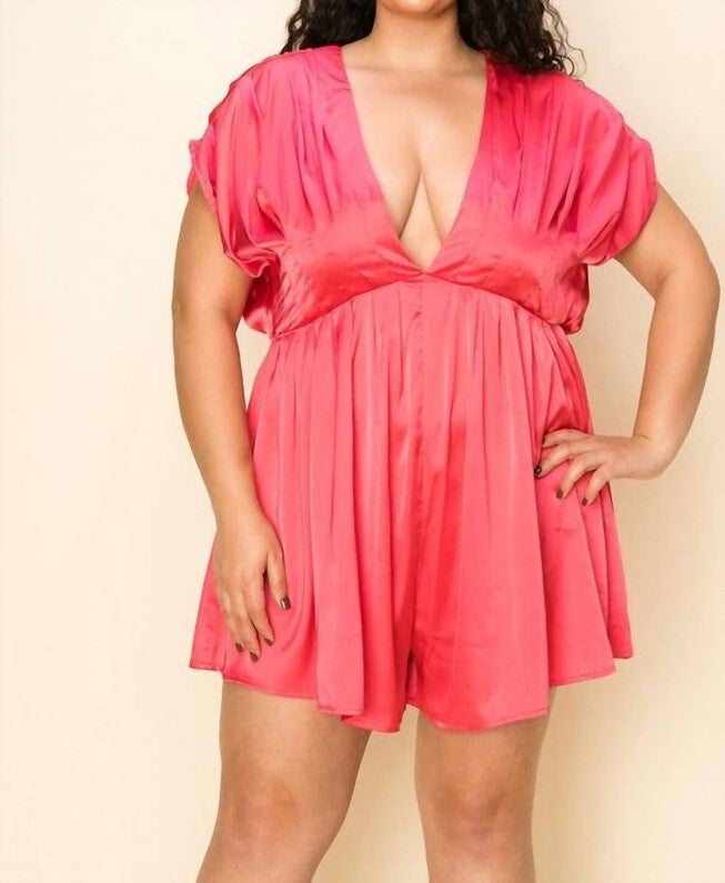 DEEP PLUNGE ROMPER IN PINK, , alternate image number null