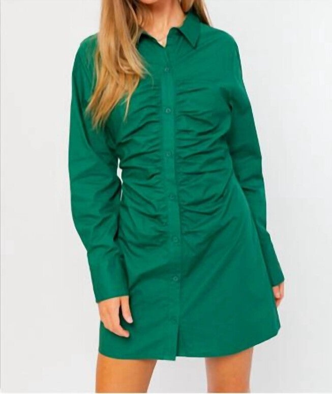 SHIRT DRESS IN GREEN, Green / Forest Green, hi-res image number null