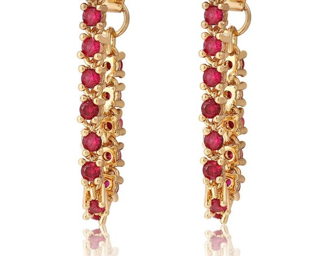 BALLIER CHAIN STUDS IN RUBY RED GOLD, Ruby Red Gold / Red, hi-res image number 0