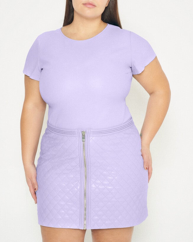 Nico Recycled Leather Skirt, Pastel Lilac / Purple, alternate image number null