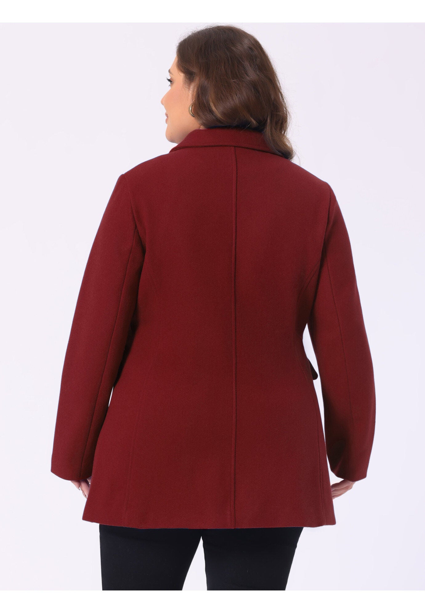 NOTCHED LAPEL DOUBLE BREASTED COAT, Dark Red / Red, alternate image number 1