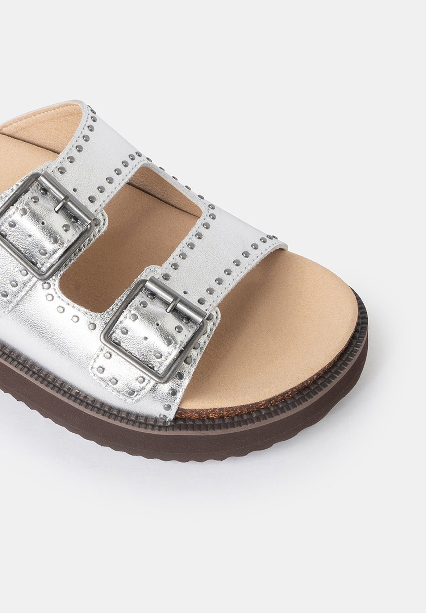 Murphy Footbed Slides, Metallic Silver / Silver, alternate image number 2