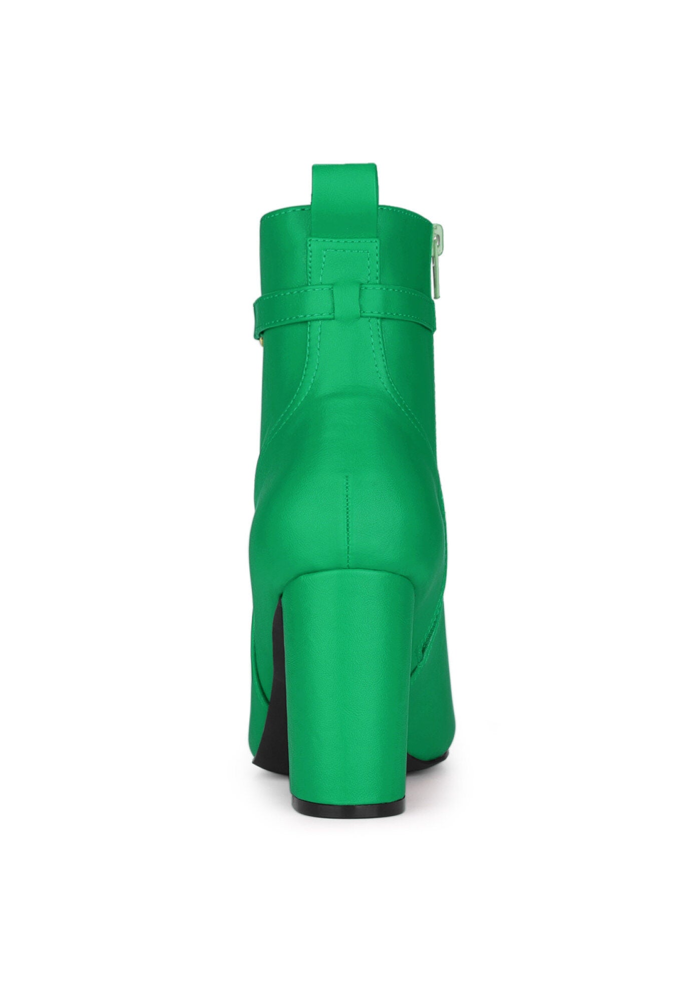 Pointed Toe Chunky High Heels Ankle Boots, Grass Green / Forest Green, alternate image number 2