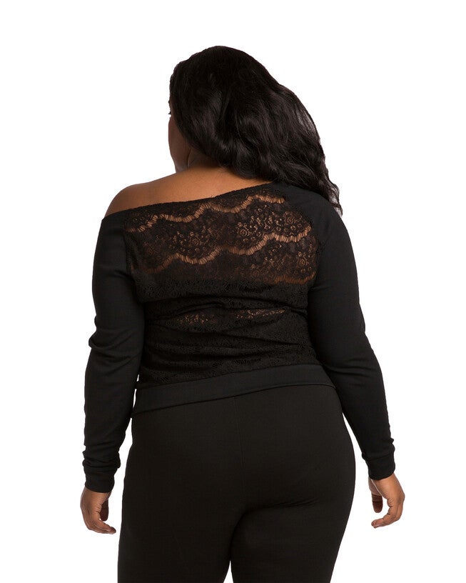 Nia Boatneck Pullover With Ponte Sleeves, Black / Black, alternate image number 1