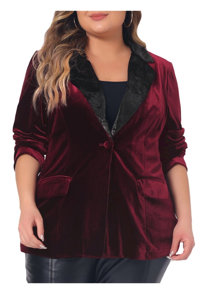 VELVET VINTAGE EVENING SPARKLE SUIT BLAZER, Burgundy / Red, alternate image number 1