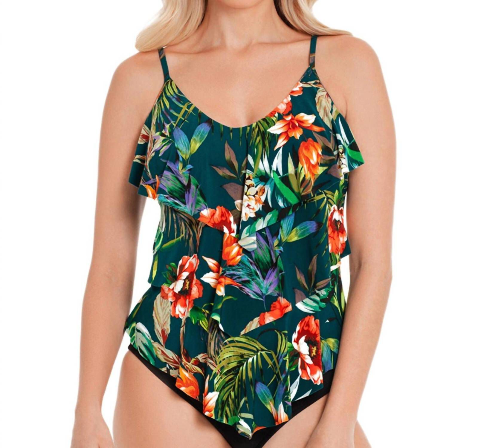 Palm Retreat Triple Tiered Tankini Top