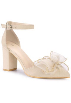 Bow Heels Closed Toe Chunky Heel Pumps