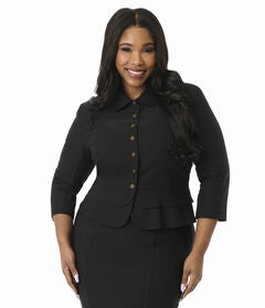 Unique Vintage Plus Size Black Peplum Jacket
