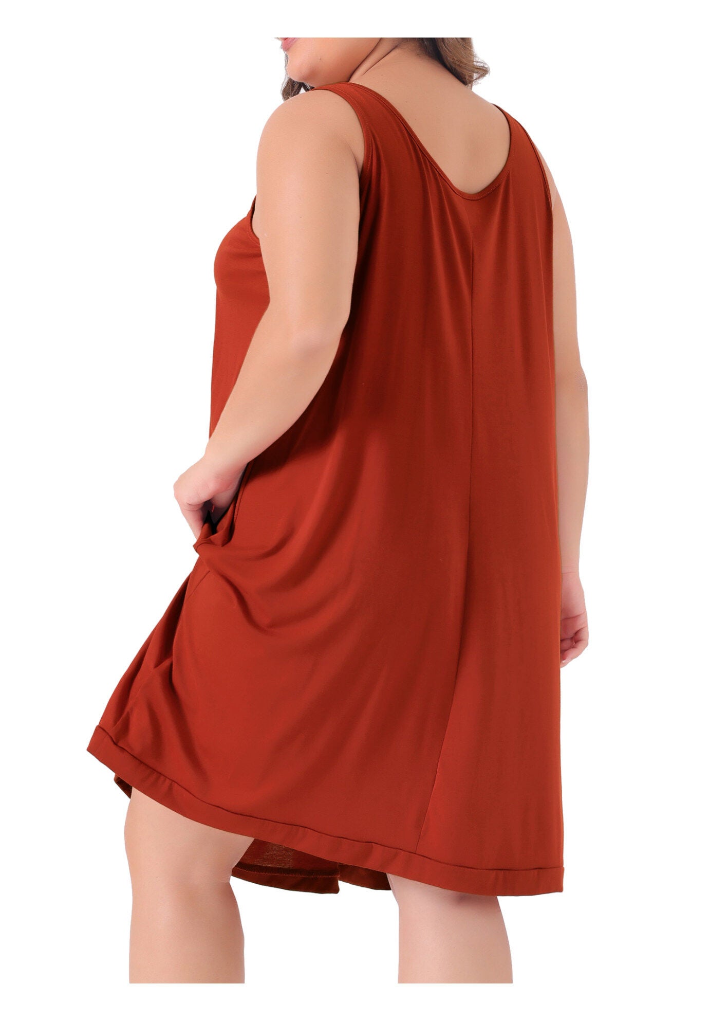 SLEEVELESS SLEEPWEAR WIDE STRAP SLEEPSHIRTS PLEATED SCOOPNECK NIGHTSHIRT, Red / Red, alternate image number 4