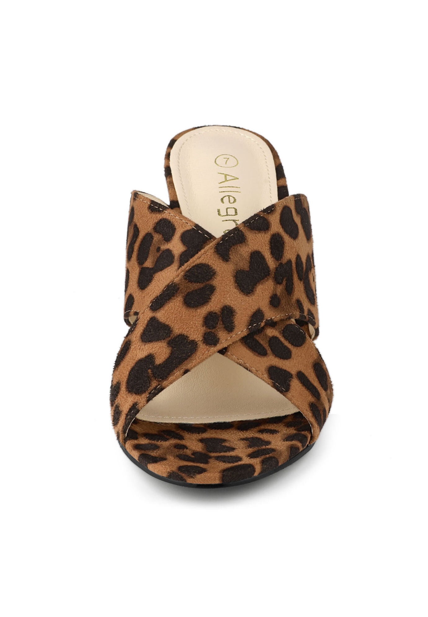 Crisscross Strap Block Heel Slide Sandals, Leopard / Brown, alternate image number 2